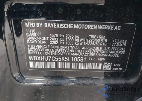2019 BMW X1 Sdrive28I z USA, uszkodzony, nr VIN WBXHU7C55K5L10581